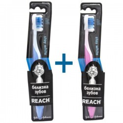 Зубная щетка Reach стей уайт средняя 1+1 в подарок 2 шт.